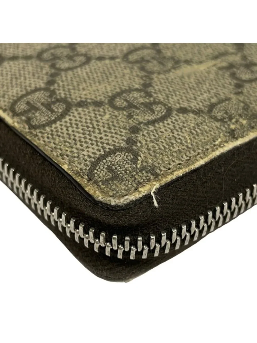 Gucci Wallet Web GG Supreme Canvas Zip Around Beige Dark Brown Multi - Picture 7 of 8